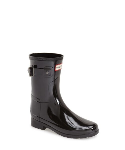 refined short gloss rain boot