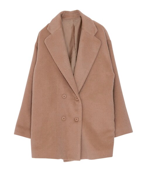 EVRIS（エヴリス）の「ダブルブレストオーバーコート（ジャケット/アウター・レディース・ブラック/ピンク/ベージュ）」の2枚目の写真