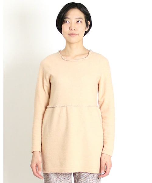 美品　45R45rpm フロート縮絨のチュニックニット 圧縮セーター リボン 45R（フォーティファイブアール）の「フロート縮絨チュニック（）」 - WEAR