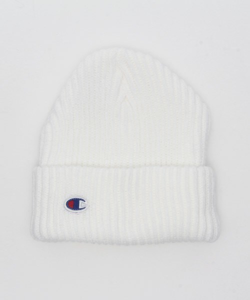 Champion（チャンピオン）の「ユニセックス チャンピオン アクリル リブ編み ビーニー Champion Rib Beanie Cap MJB14-01（ニットキャップ/ビーニー・レディース・ホワイト/ブラック/グレー/ダークオリーブ/ネイビー・ONE SIZE）」の2枚目の写真