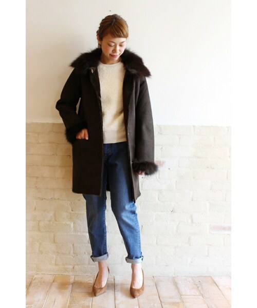 FRAMeWORK（フレームワーク）の「ムートン スタンドカラーコート