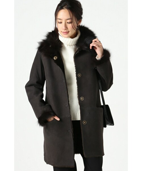 FRAMeWORK（フレームワーク）の「ムートン スタンドカラーコート