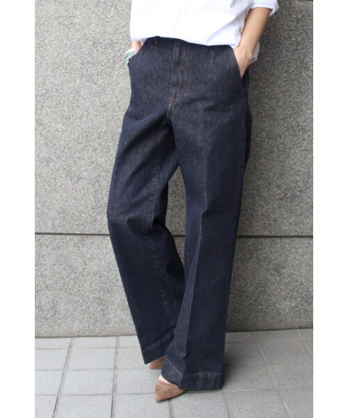 FRAMeWORK（フレームワーク）の「≪2016SS予約≫デニム ハイライズフレアワイドパンツ◆（パンツ・レディース・ネイビー/ブルー・38/40/34/36）」の8枚目の写真