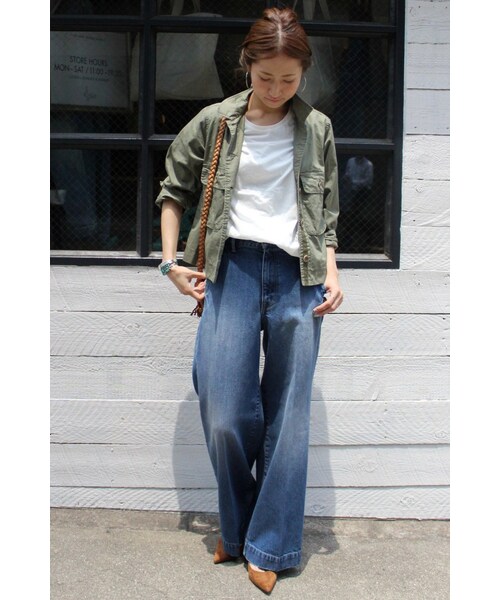 FRAMeWORK（フレームワーク）の「≪2016SS予約≫デニム ハイライズフレアワイドパンツ◆（パンツ・レディース・ネイビー/ブルー・38/40/34/36）」の5枚目の写真