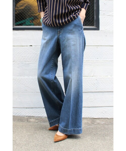 FRAMeWORK（フレームワーク）の「≪2016SS予約≫デニム ハイライズフレアワイドパンツ◆（パンツ・レディース・ネイビー/ブルー・38/40/34/36）」の14枚目の写真