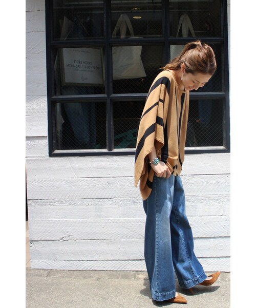 FRAMeWORK（フレームワーク）の「≪2016SS予約≫デニム ハイライズフレアワイドパンツ◆（パンツ・レディース・ネイビー/ブルー・38/40/34/36）」の3枚目の写真