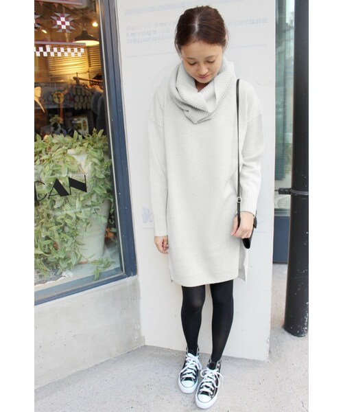 SLOBE IENA（スローブイエナ）の「7Gテンジクスヌードツキニットワンピース◆（ワンピース/ドレス・レディース・グレーA/キャメル/ネイビー/ブルー A・フリー）」の5枚目の写真