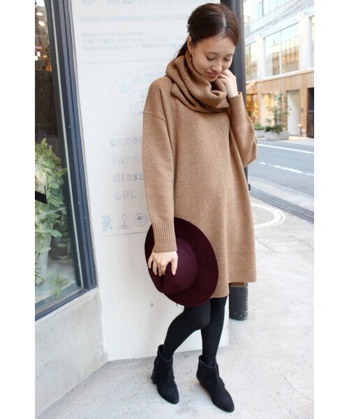 SLOBE IENA（スローブイエナ）の「7Gテンジクスヌードツキニットワンピース◆（ワンピース/ドレス・レディース・グレーA/キャメル/ネイビー/ブルー A・フリー）」の6枚目の写真