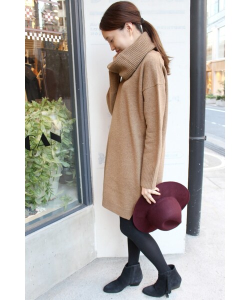 SLOBE IENA（スローブイエナ）の「7Gテンジクスヌードツキニットワンピース◆（ワンピース/ドレス・レディース・グレーA/キャメル/ネイビー/ブルー A・フリー）」の2枚目の写真