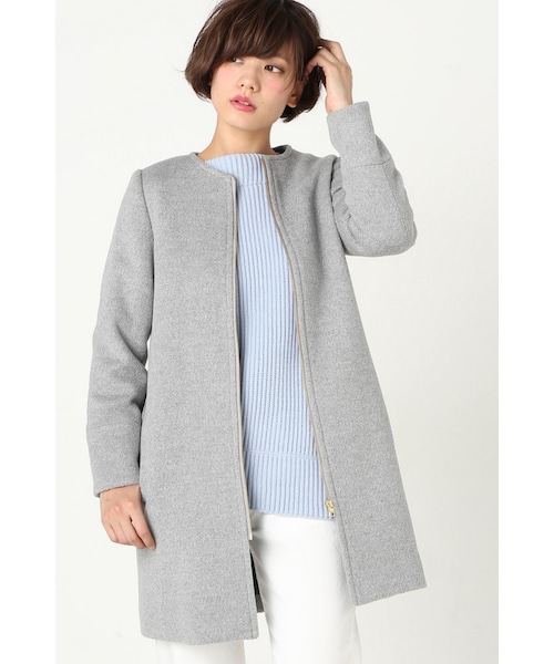 【ぼんぼりさま】スローブイエナ コート ロング ノーカラー B SLOBE IENA（スローブイエナ）の「カワリオリノーカラーZIP