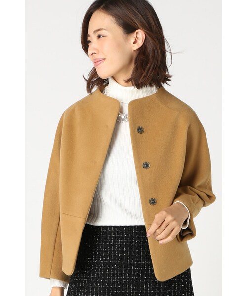 Spick & Span（スピックアンドスパン）の「ラウンドフォルム ジャケット（ジャケット/アウター・レディース・ブラック/キャメル・36/38）」の2枚目の写真