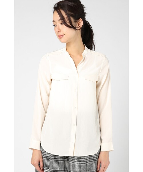 Spick & Span（スピックアンドスパン）の「デシン ミリタリーシャツ（トップス・レディース・ナチュラル/キャメル/カーキ・フリー）」の7枚目の写真