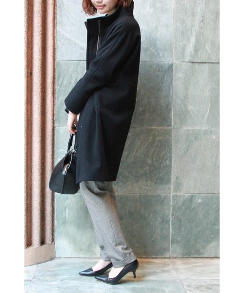 journal standard L'essage（ジャーナルスタンダードレサージュ）の「ウールWクロス ハイネックコート◆（ジャケット/アウター・レディース・ブラック/グレー・フリー）」の6枚目の写真