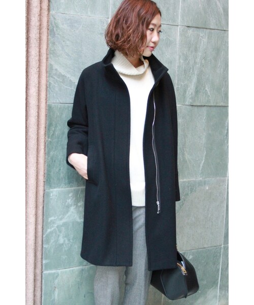 journal standard L'essage（ジャーナルスタンダードレサージュ）の「ウールWクロス ハイネックコート◆（ジャケット/アウター・レディース・ブラック/グレー・フリー）」の5枚目の写真