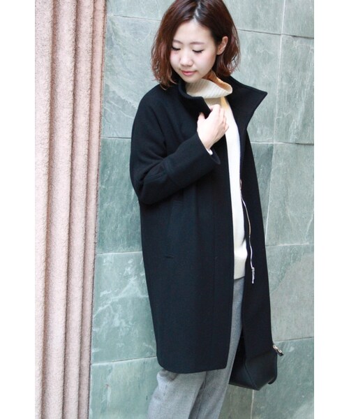 journal standard L'essage（ジャーナルスタンダードレサージュ）の「ウールWクロス ハイネックコート◆（ジャケット/アウター・レディース・ブラック/グレー・フリー）」の4枚目の写真