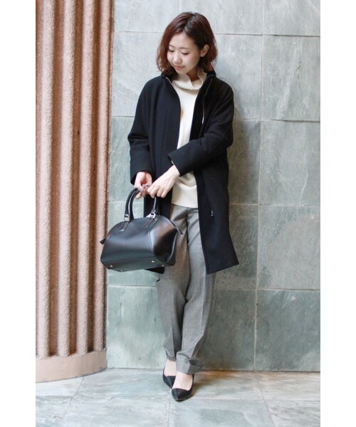 journal standard L'essage（ジャーナルスタンダードレサージュ）の「ウールWクロス ハイネックコート◆（ジャケット/アウター・レディース・ブラック/グレー・フリー）」の3枚目の写真