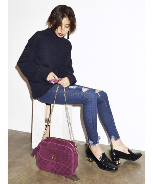 EVRIS（エヴリス）の「ベロアキルティングＢＡＧ（バッグ・レディース・ブラック/グリーン/パープル・F）」の4枚目の写真