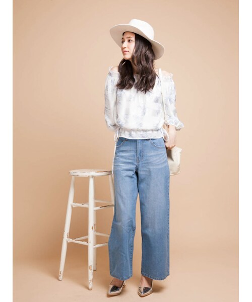 MERCURYDUO（マーキュリーデュオ）の「【DUO】 ワイドデニムパンツ（パンツ・レディース・ブルー/アイスブルー）」の4枚目の写真