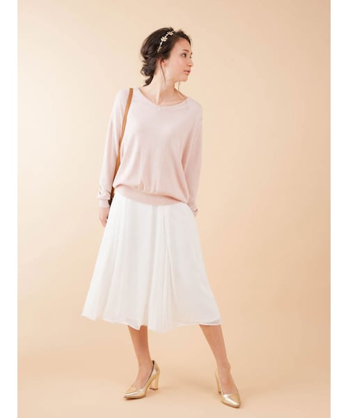 MERCURYDUO(マーキュリーデュオ)の「【BSC】 ラップ風プリーツガウチョパンツ(パンツ・レディース・オフホワイト/アイスブルー/ベージュ)」の4枚目の写真