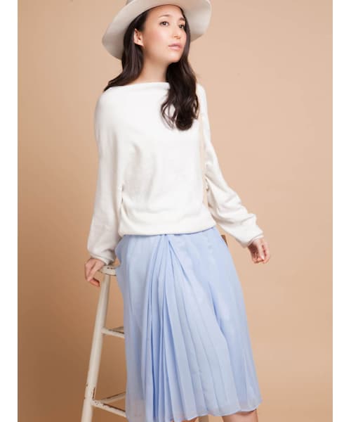 MERCURYDUO(マーキュリーデュオ)の「【BSC】 ラップ風プリーツガウチョパンツ(パンツ・レディース・オフホワイト/アイスブルー/ベージュ)」の12枚目の写真