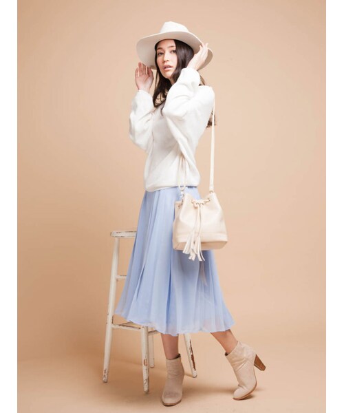 MERCURYDUO(マーキュリーデュオ)の「【BSC】 ラップ風プリーツガウチョパンツ(パンツ・レディース・オフホワイト/アイスブルー/ベージュ)」の10枚目の写真