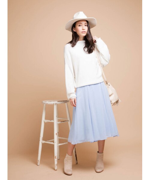 MERCURYDUO(マーキュリーデュオ)の「【BSC】 ラップ風プリーツガウチョパンツ(パンツ・レディース・オフホワイト/アイスブルー/ベージュ)」の11枚目の写真