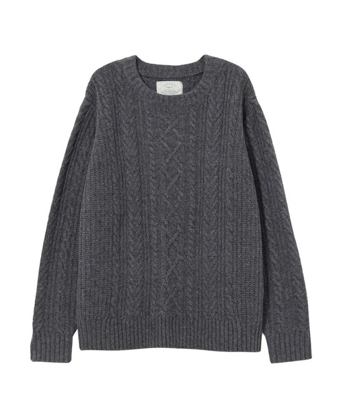 Ungrid（アングリッド）の「ケーブルプレーンニット（トップス・レディース・オフホワイト/チャコールグレー/キャメル・F）」の2枚目の写真