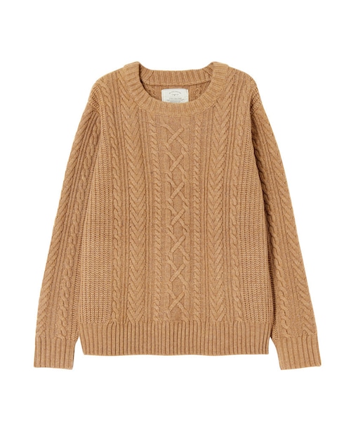 Ungrid（アングリッド）の「ケーブルプレーンニット（トップス・レディース・オフホワイト/チャコールグレー/キャメル・F）」の3枚目の写真