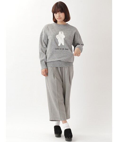 w closet（ダブルクローゼット）の「フラノ8分丈ワイドパンツ（パンツ・レディース・Lグレー/Dグレー/ブラック・FREE）」の14枚目の写真