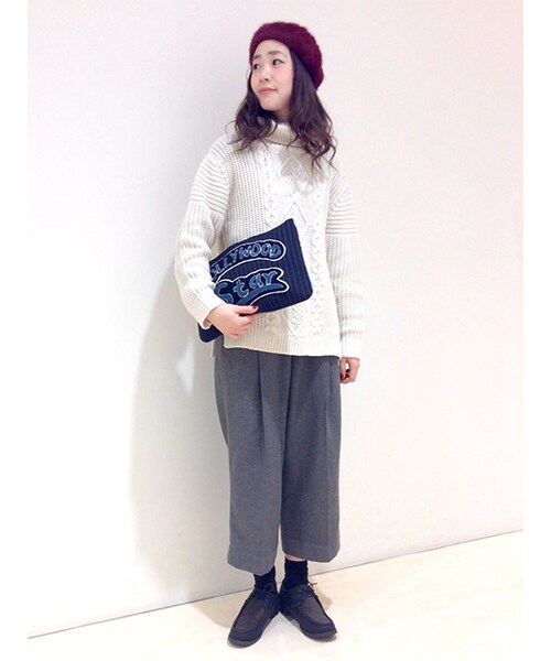 w closet（ダブルクローゼット）の「フラノ8分丈ワイドパンツ（パンツ・レディース・Lグレー/Dグレー/ブラック・FREE）」の15枚目の写真