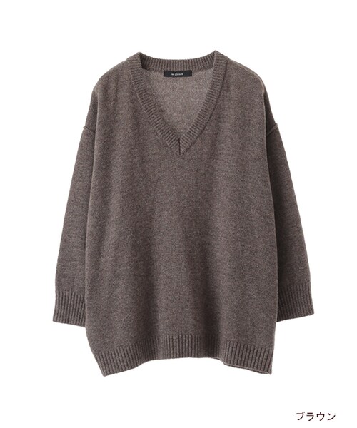 w closet（ダブルクローゼット）の「Vネックワイドニット（トップス・レディース・グレー/ベージュ/ブラウン/カーキ・FREE）」の2枚目の写真