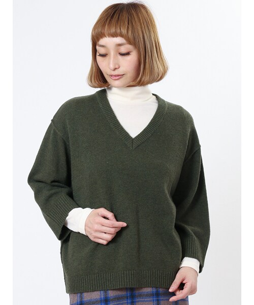 w closet（ダブルクローゼット）の「Vネックワイドニット（トップス・レディース・グレー/ベージュ/ブラウン/カーキ・FREE）」の5枚目の写真