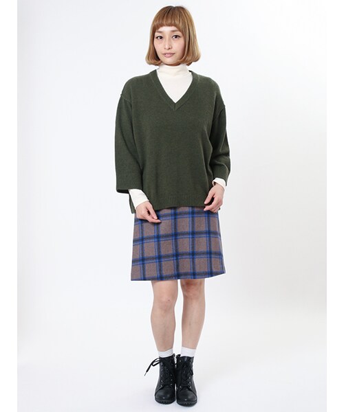 w closet（ダブルクローゼット）の「Vネックワイドニット（トップス・レディース・グレー/ベージュ/ブラウン/カーキ・FREE）」の12枚目の写真