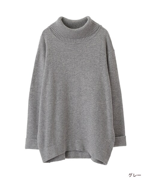 w closet（ダブルクローゼット）の「天竺編みタートルネックニット（トップス・レディース・オフホワイト/グレー/モカ/ブルー・FREE）」の2枚目の写真