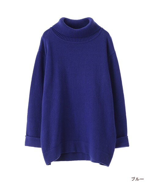 w closet（ダブルクローゼット）の「天竺編みタートルネックニット（トップス・レディース・オフホワイト/グレー/モカ/ブルー・FREE）」の4枚目の写真