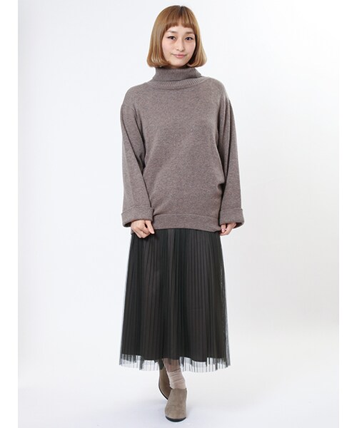 w closet（ダブルクローゼット）の「天竺編みタートルネックニット（トップス・レディース・オフホワイト/グレー/モカ/ブルー・FREE）」の11枚目の写真