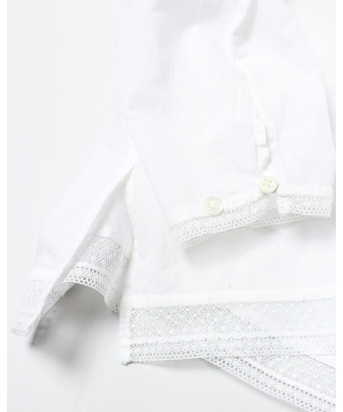 45アールピーエム　45R　長袖ブラウス　レース　手織り　カディ生地　サイズ1 45アールピーエム 45R 長袖ブラウス レース 手織り カディ生地