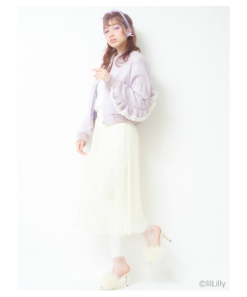 lilLilly（リルリリー）の「パステルウールフリルブルゾン（ジャケット/アウター・レディース・PURPLE/WHITE/BLUE・S/M）」の4枚目の写真