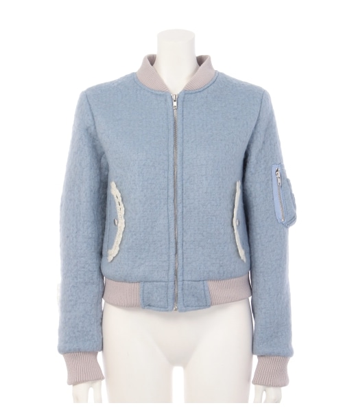 lilLilly（リルリリー）の「パステルウールフリルブルゾン（ジャケット/アウター・レディース・PURPLE/WHITE/BLUE・S/M）」の2枚目の写真