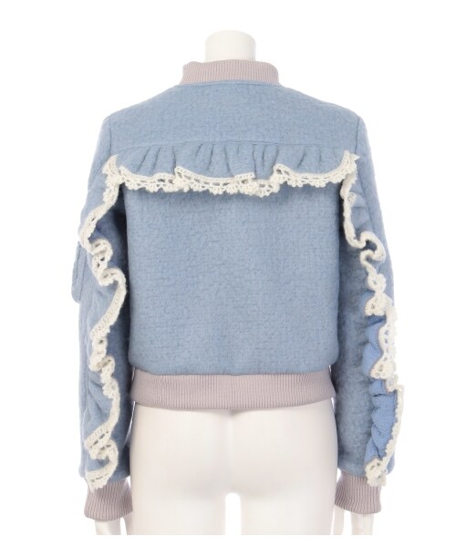 lilLilly（リルリリー）の「パステルウールフリルブルゾン（ジャケット/アウター・レディース・PURPLE/WHITE/BLUE・S/M）」の5枚目の写真