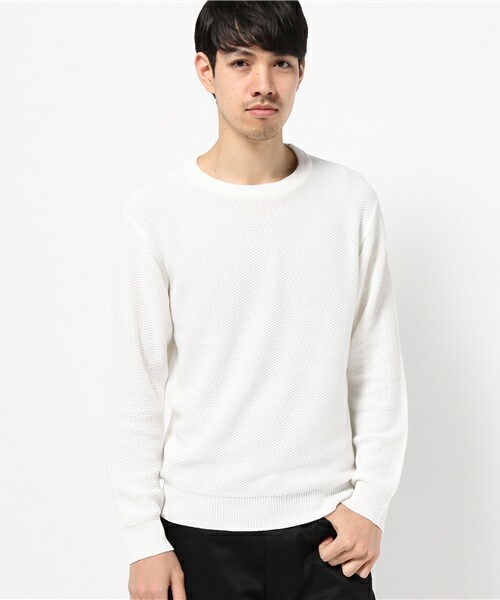 UNION STATION(ユニオンステーション)の「クルーネックサマーニット(ニット/セーター・メンズ・ホワイト/ネイビー・SMALL/MEDIUM/LARGE/LL)」の1枚目の写真