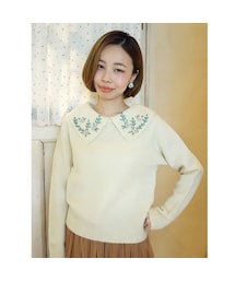 an another angelus | リボン刺繍ビッグカラーニットプルオーバー/an another angelus(ニット/セーター)