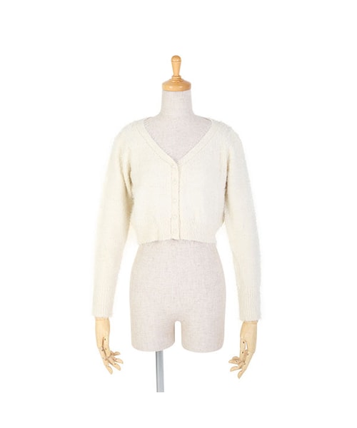 F i.n.t(フィント)の「Vネックショートシャギーニットカーディガン/F&A(カーディガン/ボレロ・レディース・その他)」の3枚目の写真
