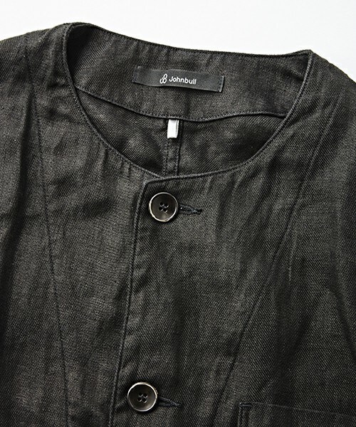 Johnbull Private labo（ジョンブルプライベートラボ）の「ノーカラージャケット（ノーカラージャケット・メンズ・ブラック/ナチュラル・SMALL/MEDIUM/LARGE）」の4枚目の写真