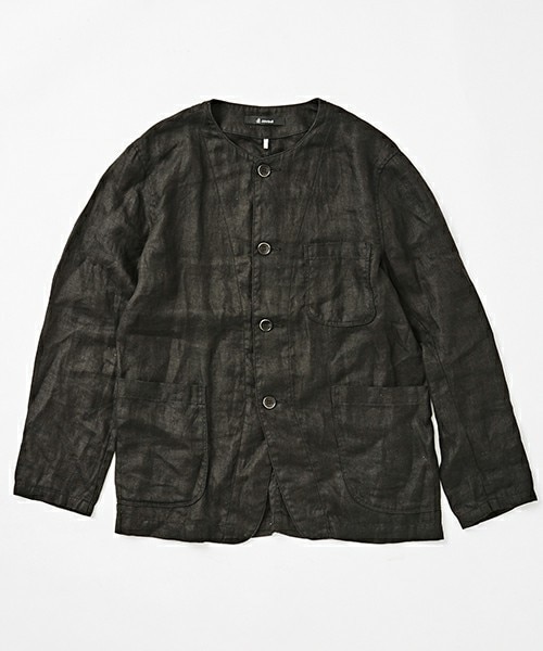 Johnbull Private labo（ジョンブルプライベートラボ）の「ノーカラージャケット（ノーカラージャケット・メンズ・ブラック/ナチュラル・SMALL/MEDIUM/LARGE）」の2枚目の写真