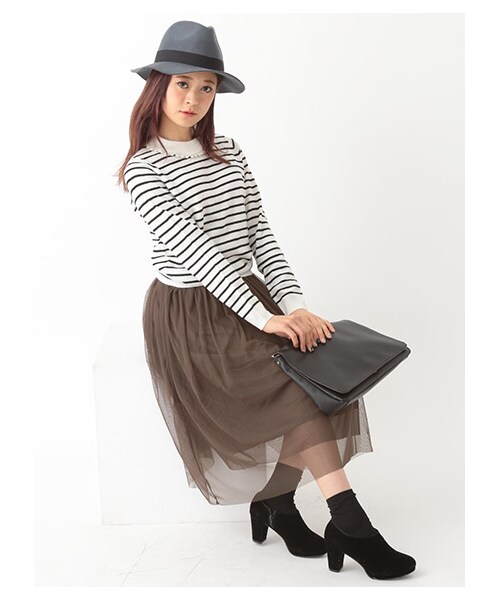 earth music&ecology(アースミュージックアンドエコロジー)の「【Special Price】チュールスカート(スカート・アイボリー/グレー/カーキ/ダークネイビー・F)」の6枚目の写真