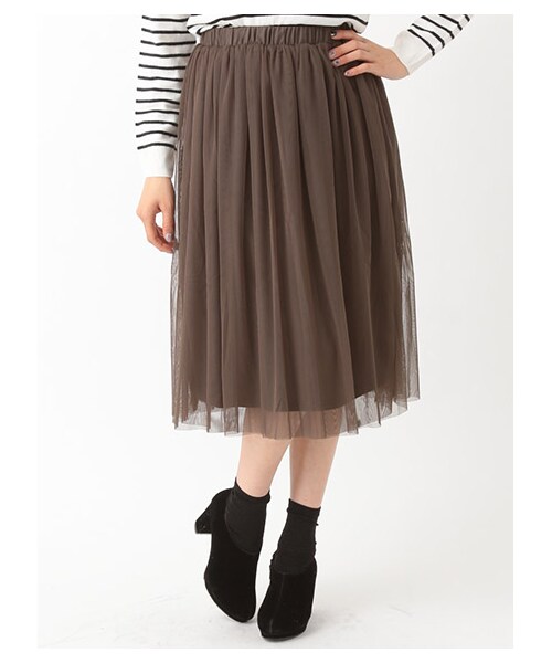 earth music&ecology(アースミュージックアンドエコロジー)の「【Special Price】チュールスカート(スカート・アイボリー/グレー/カーキ/ダークネイビー・F)」の5枚目の写真