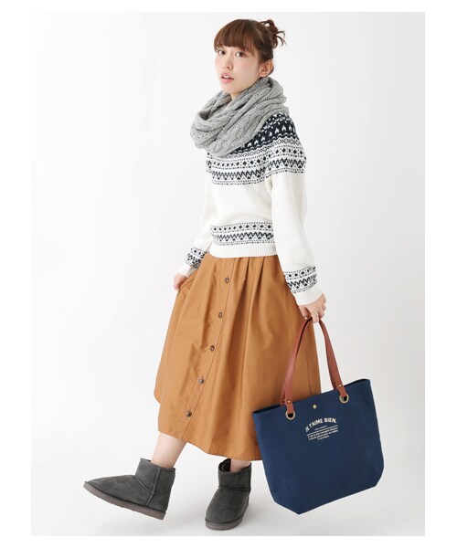 earth music&ecology(アースミュージックアンドエコロジー)の「【Special Price】ノルディックニットプルオーバー(トップス・アイボリー/杢ライトグレー/ブラック/ネイビー・F)」の9枚目の写真