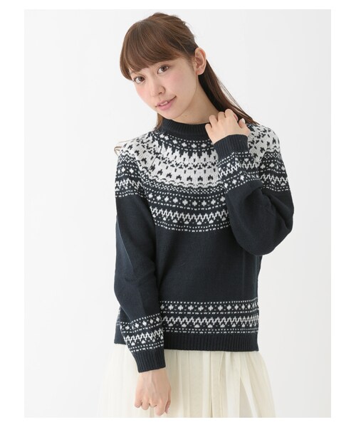 earth music&ecology(アースミュージックアンドエコロジー)の「【Special Price】ノルディックニットプルオーバー(トップス・アイボリー/杢ライトグレー/ブラック/ネイビー・F)」の5枚目の写真