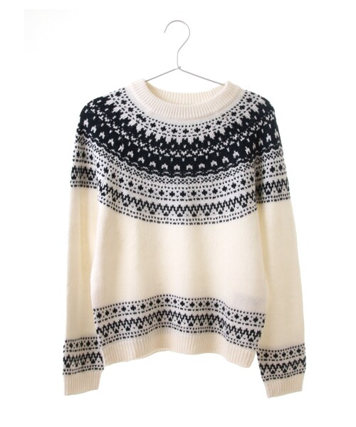 earth music&ecology(アースミュージックアンドエコロジー)の「【Special Price】ノルディックニットプルオーバー(トップス・アイボリー/杢ライトグレー/ブラック/ネイビー・F)」の1枚目の写真